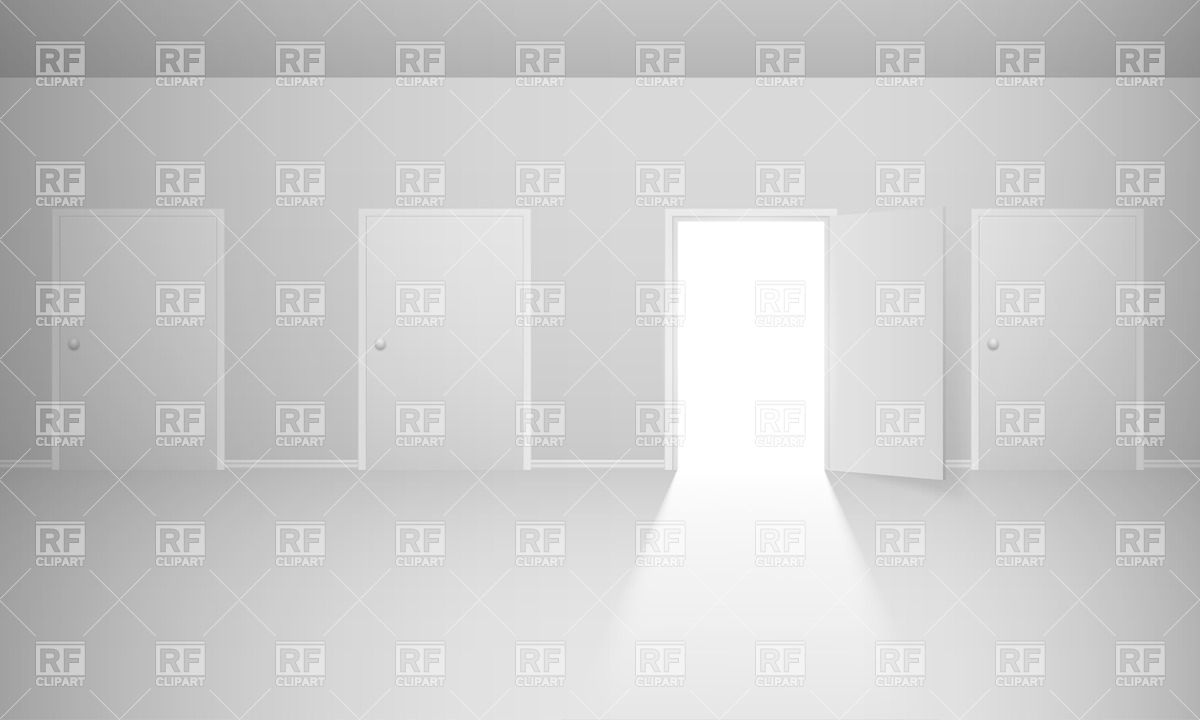 Abstract Room With Closed Doors And One Open Door Vector Image 1200x720 Abstract Room With Closed Doors And One Open Door Vector Image