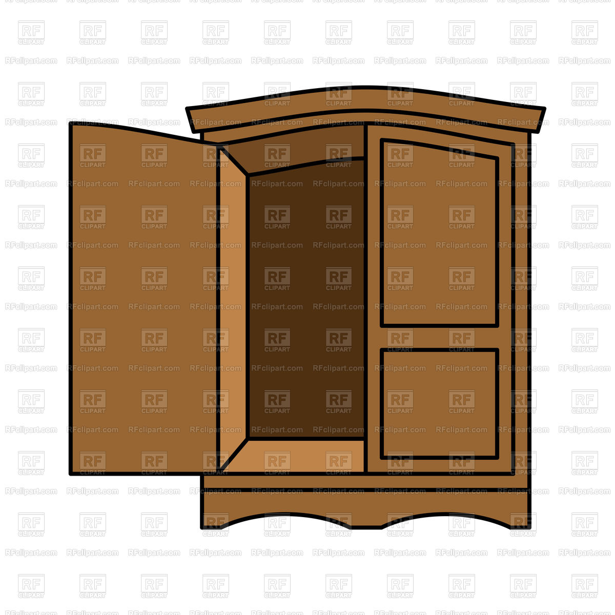 Wooden Wardrobe With Open Door Vector Image Of Icons And Emblems 1200x1200 Wooden Wardrobe With Open Door Vector Image Of Icons And Emblems