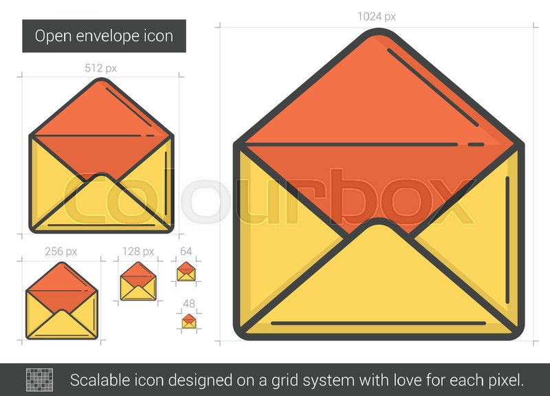800x576 Open Envelope Vector Line Icon Stock Vector Colourbox