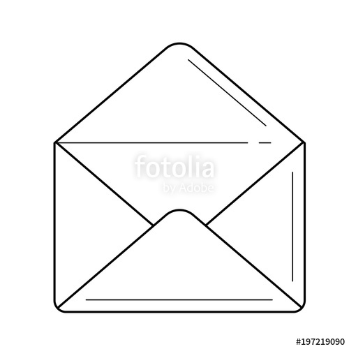 500x500 Open Envelope Vector Line Icon Isolated On White Background Open