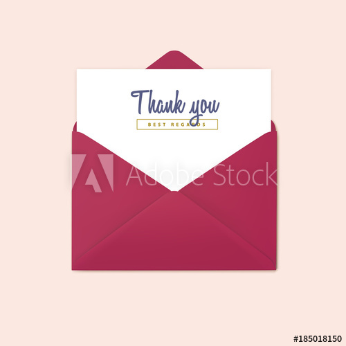 500x500 Red Open Envelope Vector Invitation, Design Template