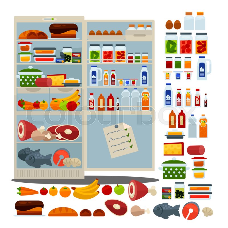 Open Fridge Full Of Fresh Meat, Stock Vector Colourbox 800x800 Open Fridge Full Of Fresh Meat, Stock Vector Colourbox
