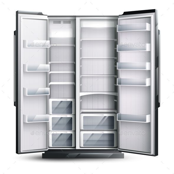 590x590 Refrigerator Organization Monochrome Design Concept With Opened