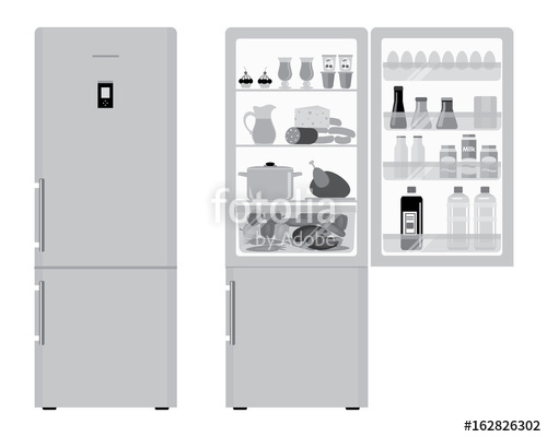 Fridge With Open Doors, A Full Of Food Vector Flat Illustration 500x400 Fridge With Open Doors, A Full Of Food Vector Flat Illustration