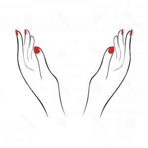 300x300 Stock Illustration Stretched Hand Woman Red Manicure Open Palm
