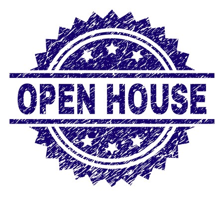 450x397 Open House Stamp Seal Watermark With Distress Style Blue Vector