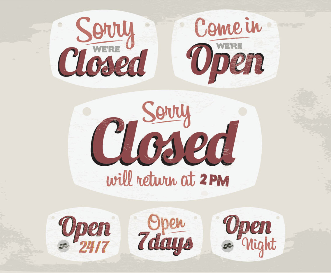 1136x936 Vintage Closed And Open Signs Vector Vector Art Graphics