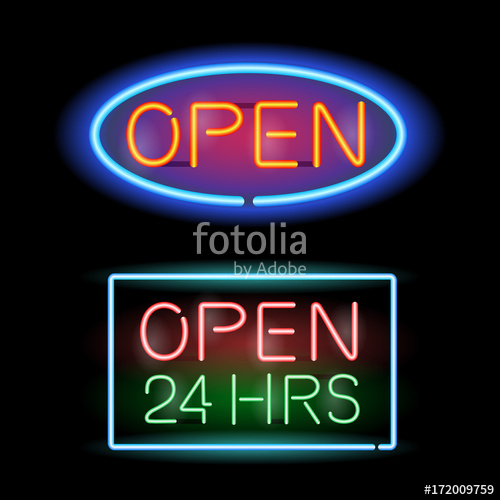 500x500 Neon Open Sign Vector Stock Image And Royalty Free Vector