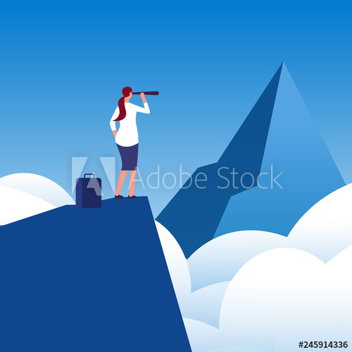 500x500 Beginning Way Businesswoman Finds New Opportunity Vector