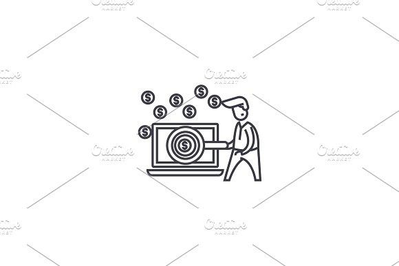 580x387 Ditital Business Opportunity Vector Line Icon, Sign, Illustration