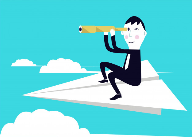 626x448 Businessman On Paper Airplane And Seeking For An Opportunity