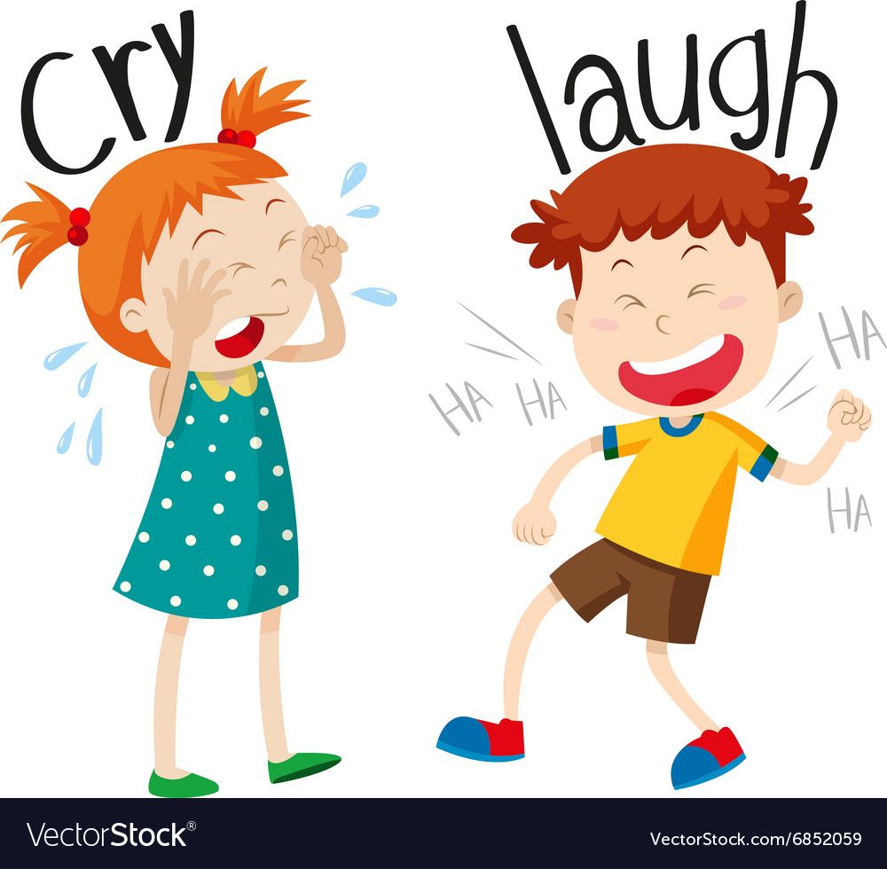 1000x980 Opposite Adjectives Cry And Laugh Royalty Free Vector Image