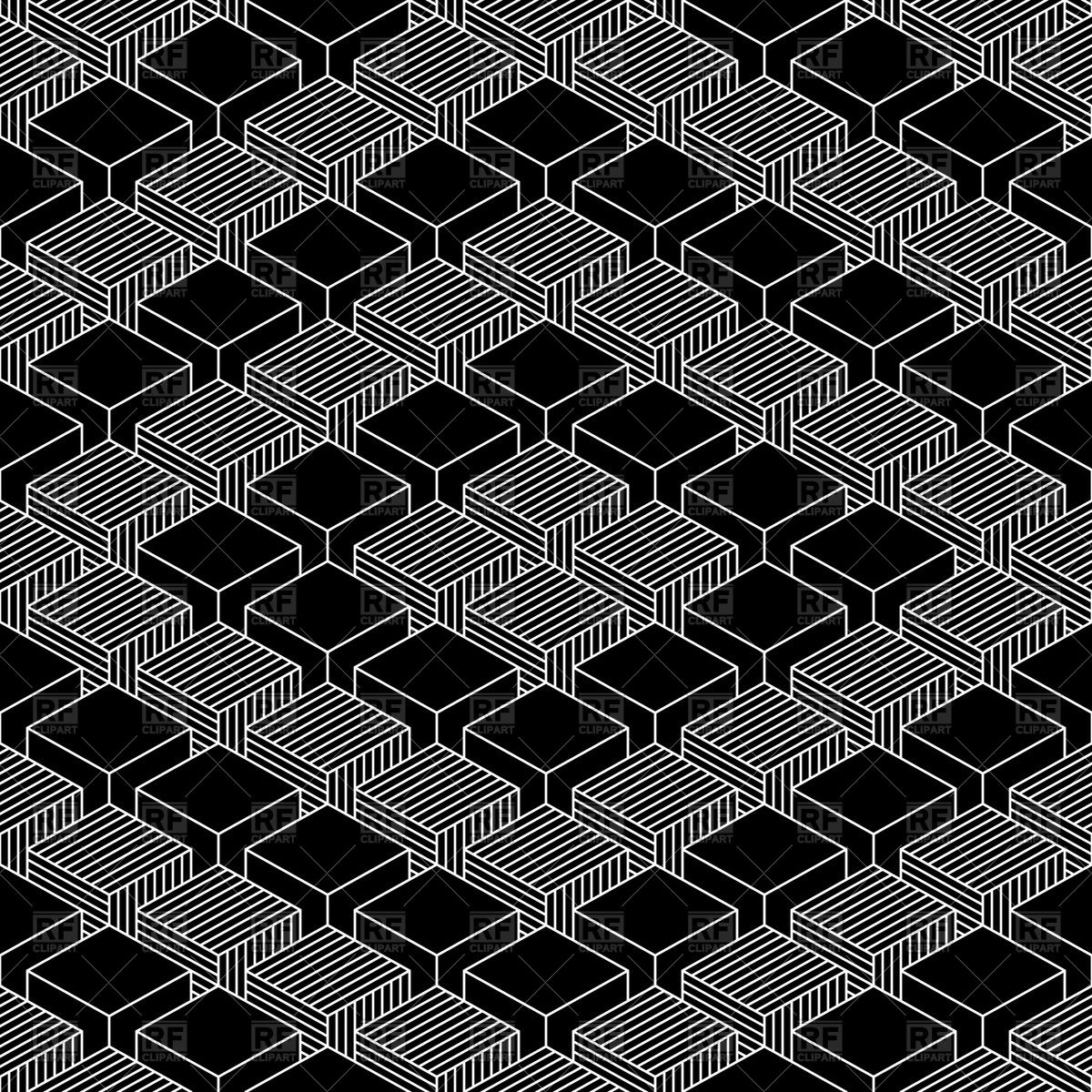 1200x1200 Isometric Pattern With Alternation Of Black And Grey Cubes