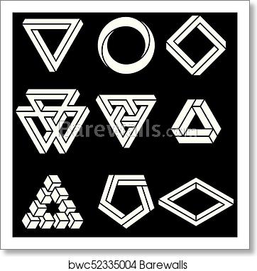 362x382 Set Of Impossible Shapes Optical Illusion Vector Illustration