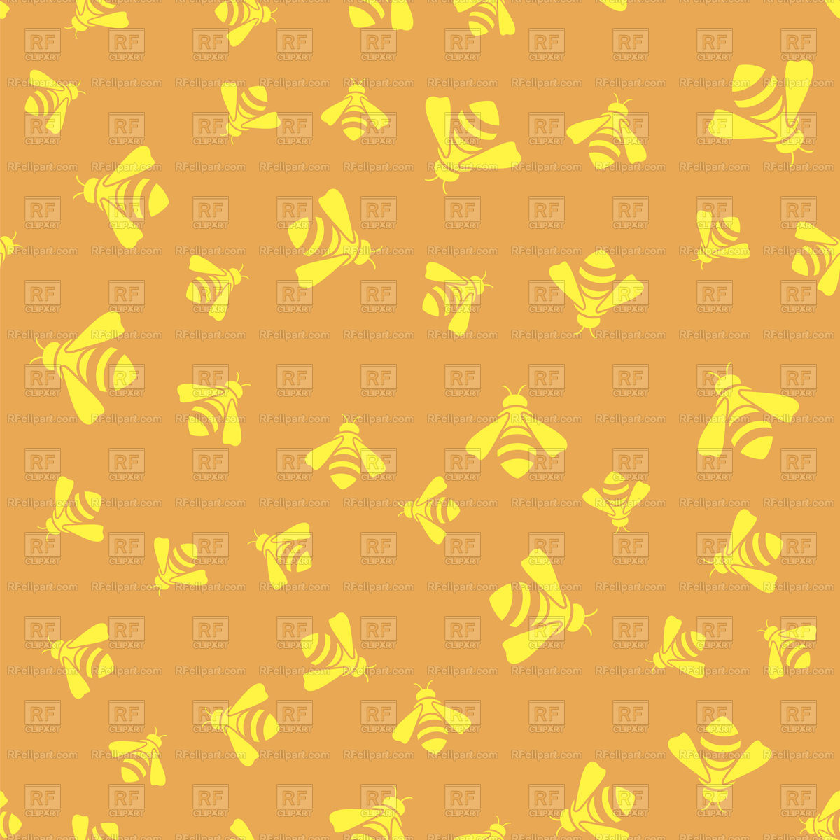 1200x1200 Yellow Bee Seamless Pattern On Orange Background Vector Image