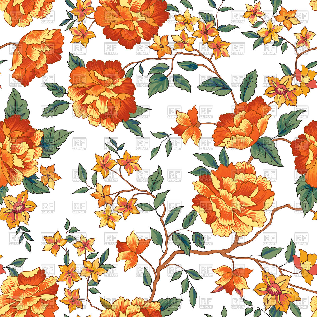 Orange Flowers Seamless Background Vector Image Of Backgrounds 1200x1200 Orange Flowers Seamless Background Vector Image Of Backgrounds