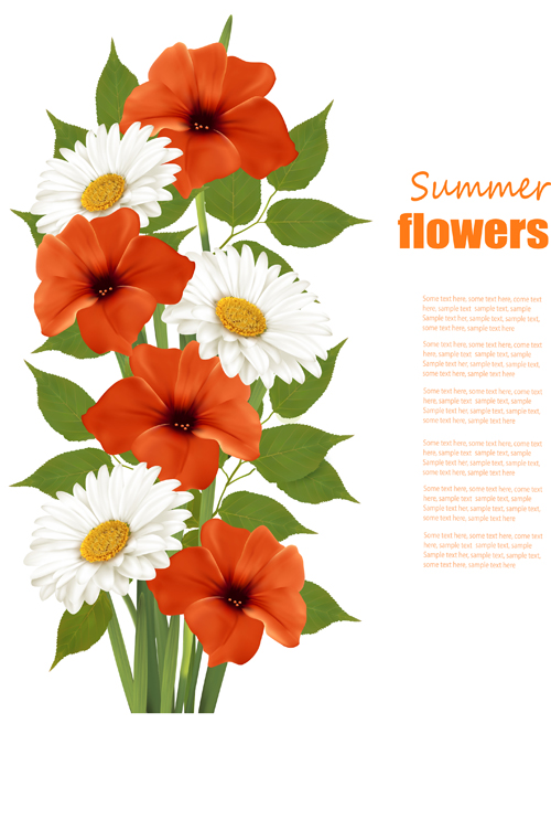 Summer White And Orange Flowers Background Vector Free Download 500x752 Summer White And Orange Flowers Background Vector Free Download