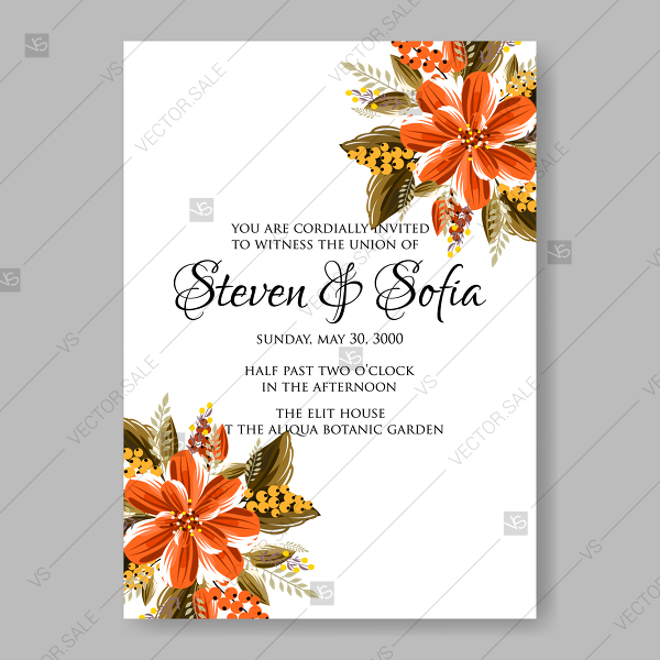 Anemone Wedding Invitation Vector Card Orange Flower Blooming 600x600 Anemone Wedding Invitation Vector Card Orange Flower Blooming