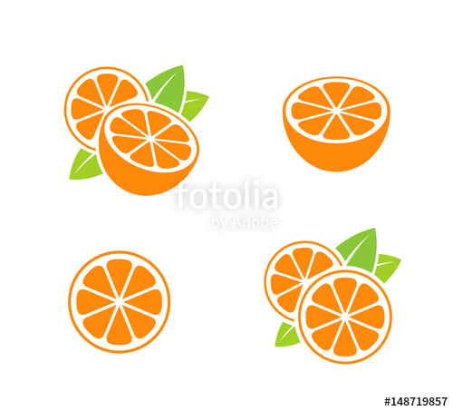 Orange Fruit Icon Set Cut Oranges With Leaves On White 500x453 Orange Fruit Icon Set Cut Oranges With Leaves On White