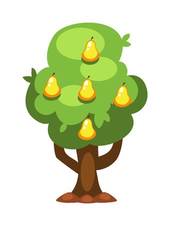 Pear Tree Isolated On White Background And Orange Tree Vector 340x450 Pear Tree Isolated On White Background And Orange Tree Vector