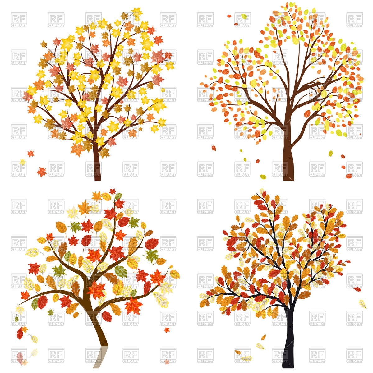 Set Of Decorative Autumn Tree Vector Image Of Signs, Symbols, Maps 1200x1200 Set Of Decorative Autumn Tree Vector Image Of Signs, Symbols, Maps
