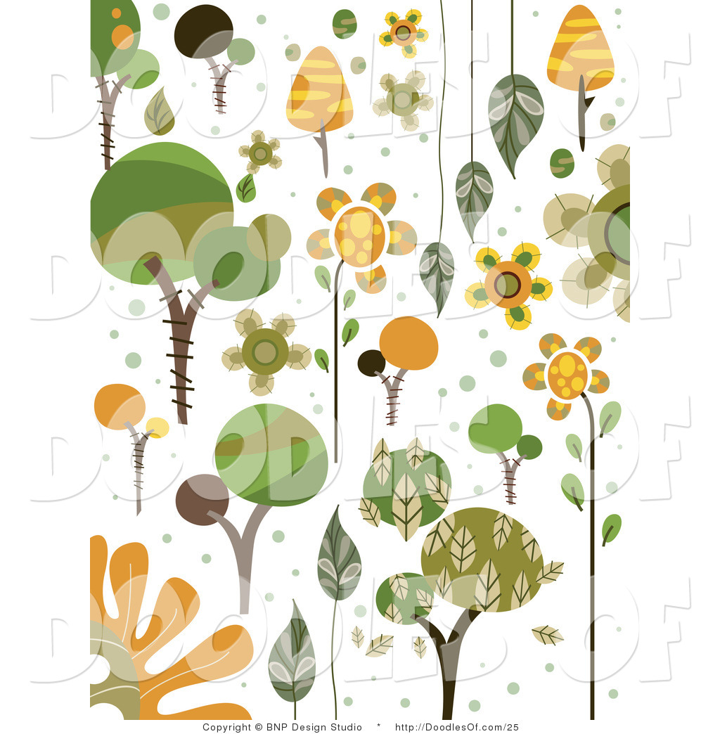 Vector Clipart Of Green And Orange Tree Nature Doodles 1024x1044 Vector Clipart Of Green And Orange Tree Nature Doodles