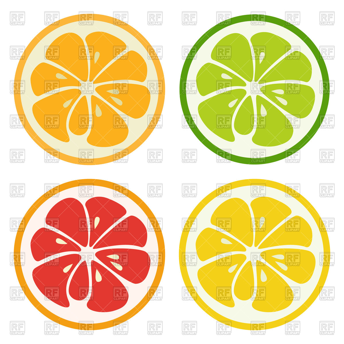 1200x1200 Lemon, Lime, Orange And Grapefruit Icons Vector Image Of Food