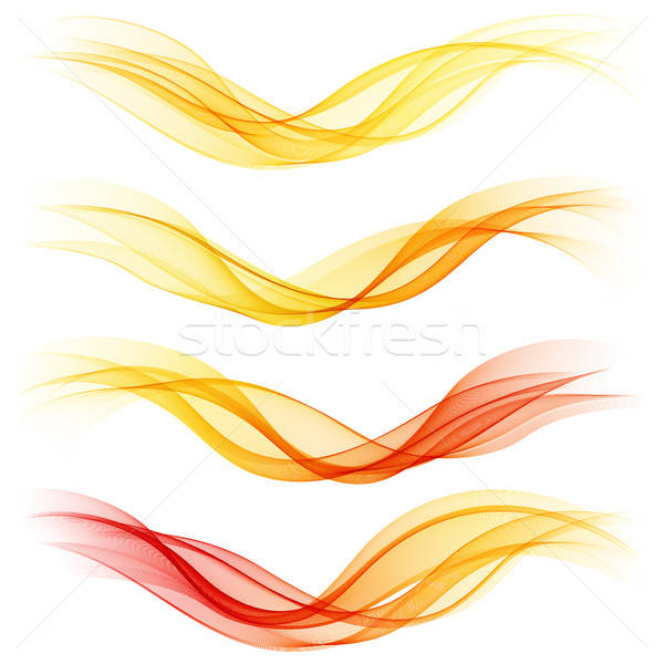 600x600 Set Of Abstract Orange Waves Vector Illustration Vector