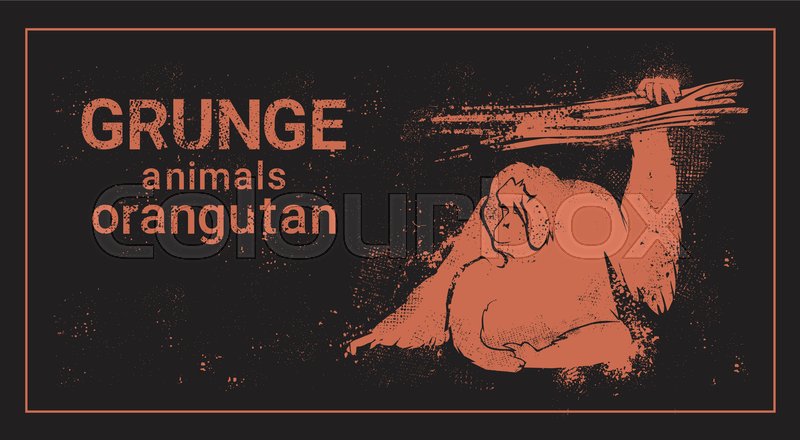 800x440 Silhouette Orangutan In Grunge Design Stock Vector Colourbox