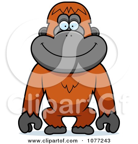 450x470 Clipart Happy Orangutan Monkey
