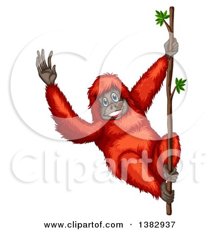 450x470 Clipart Of A Happy Red Orangutan