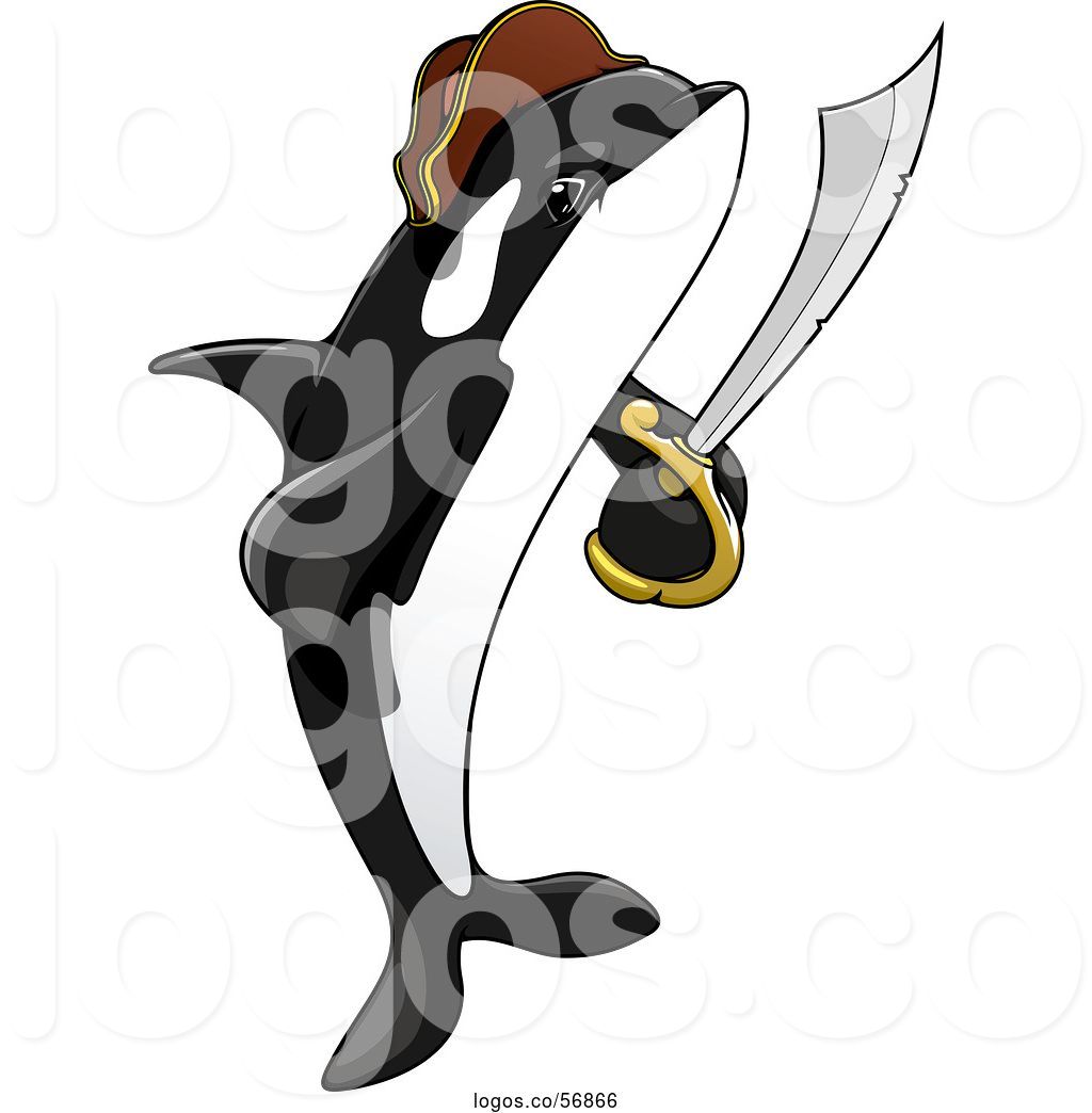 1024x1044 Logo Of Cartoon Orca Killer Whale Pirate Holding A Sword