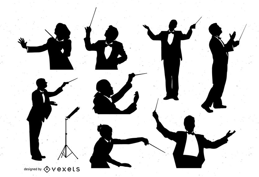 834x570 Orchestra Conductor Silhouette Set