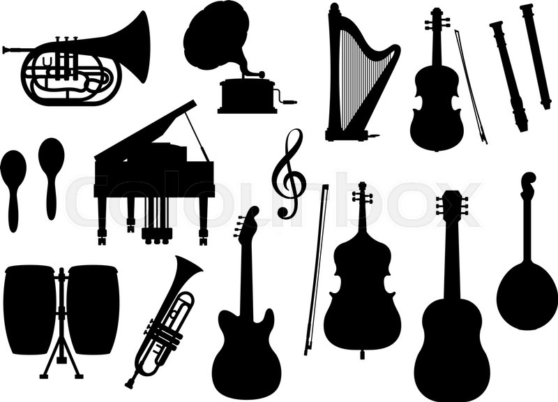 800x576 Silhouette Of Musical Instruments Stock Vector Colourbox
