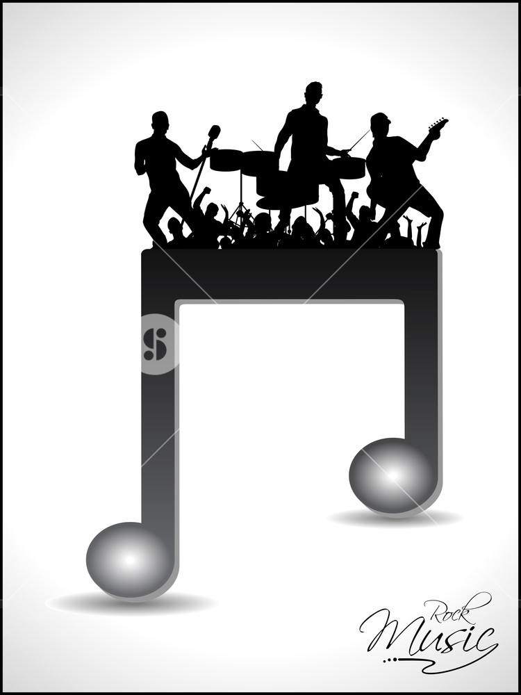 750x1000 Isolated Musical Note Having On Disco Orchestra Silhouette Vector