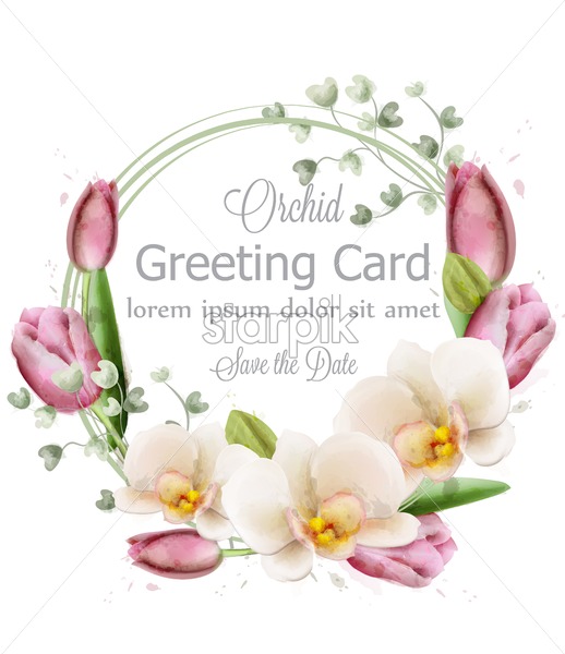 518x600 White Orchid Flowers Watercolor Wreath Frame Vector Delicate