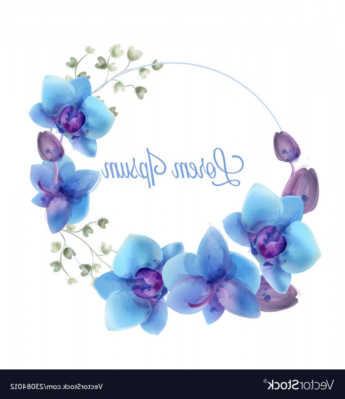 Blue Orchids Watercolor Wreath Delicate Vector Studiogrfx 1120x1296 Blue Orchids Watercolor Wreath Delicate Vector Studiogrfx