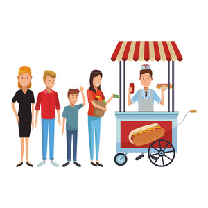 Hot Dog Booth And Customer On Line Waiting For Order Vector 300x300 Hot Dog Booth And Customer On Line Waiting For Order Vector