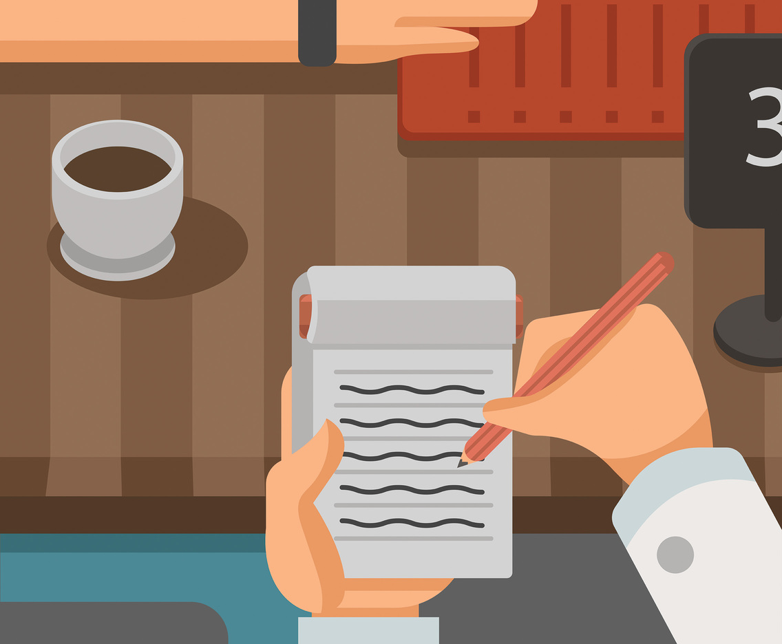 Waitress Writing Down Order Vector Vector Art Graphics 1136x936 Waitress Writing Down Order Vector Vector Art Graphics