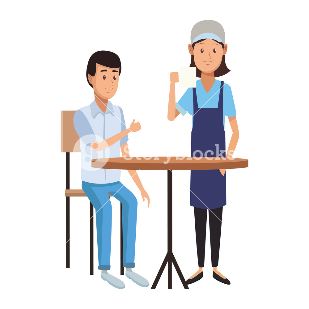 Restaurant Customer In Table And Waiter Taking Order Vector 1000x1000 Restaurant Customer In Table And Waiter Taking Order Vector