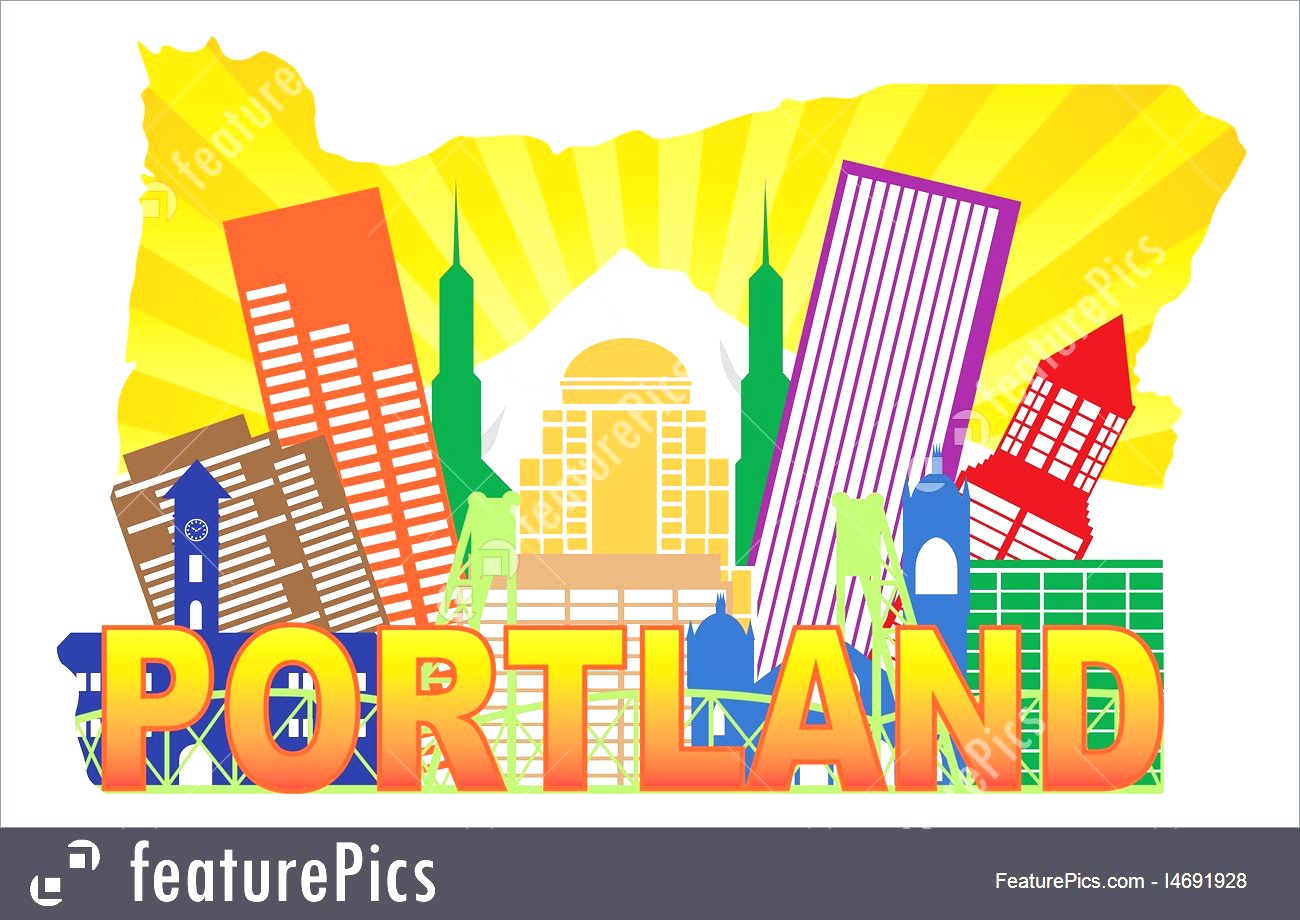 1300x920 Portland City Map Vector Blue