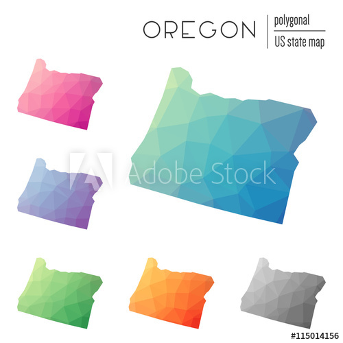500x500 Set Of Vector Polygonal Oregon Maps Bright Gradient Map Of The Us