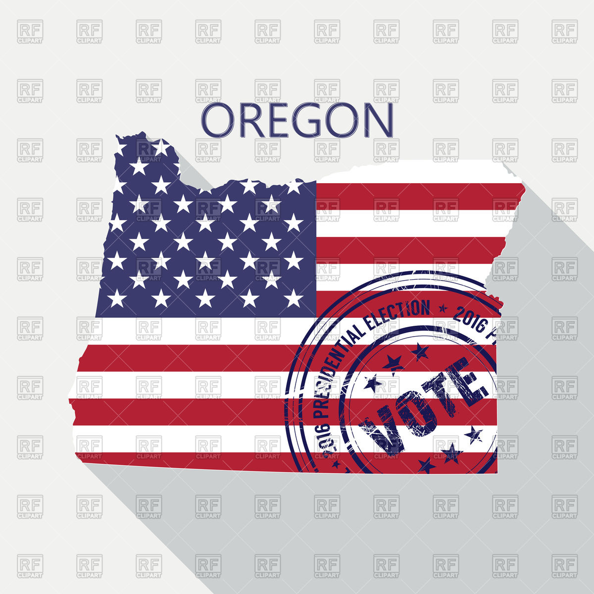 1200x1200 State Of Oregon Map With Flag And Presidential Day Vote Stamp