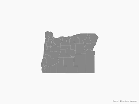 460x345 Vector Map Of Oregon With Counties