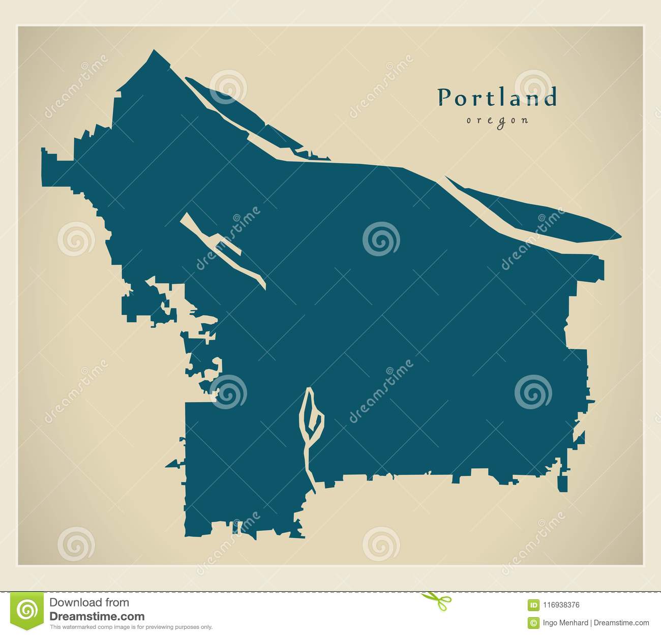 1300x1253 Modern City Map Portland Oregon Of The Usa Stock Vector