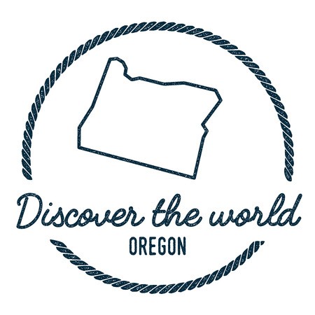 450x450 Oregon Map Outline Vintage Discover The World Rubber Stamp