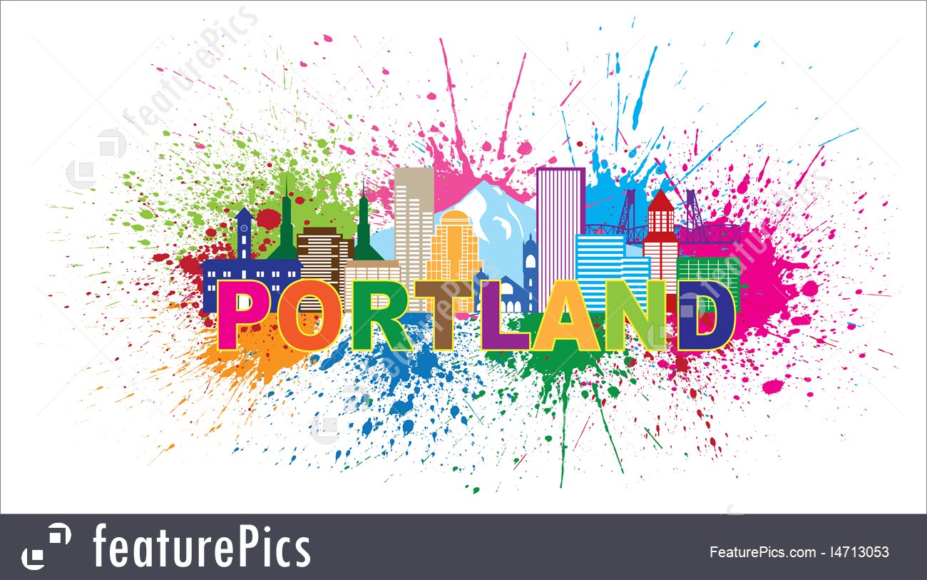 1300x813 Portland Oregon Skyline Paint Splatter Vector Illustration