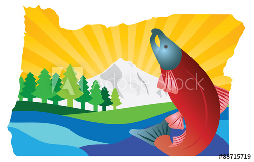 500x319 Scenic State Of Oregon Map Outline Vector Illustration