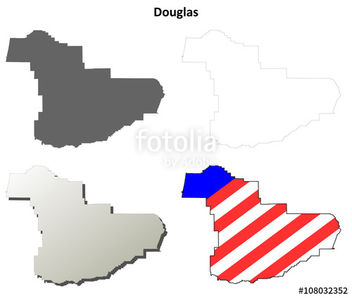 500x423 Douglas County, Oregon Outline Map Set Stock Image And Royalty