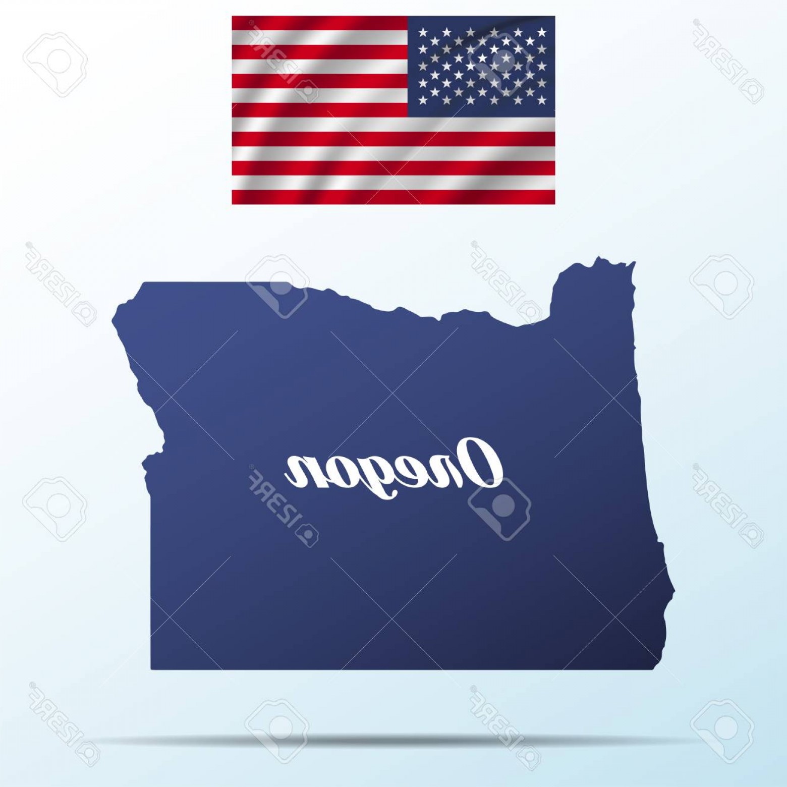 1560x1560 Photostock Vector Oregon State With Shadow With Usa Waving Flag